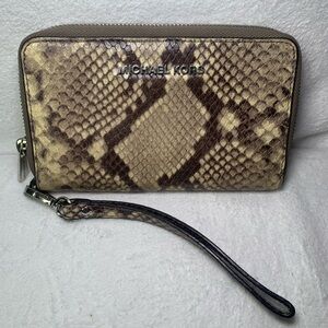 Michael Kors Snakeskin Zip Around Wristlet Wallet